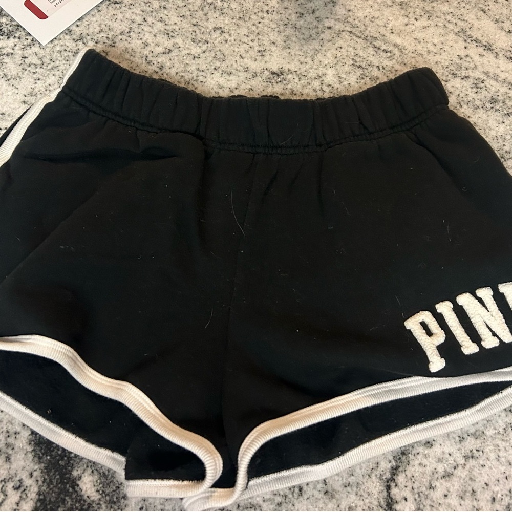 PINK Victoria's Secret Black Shorts with White Trim